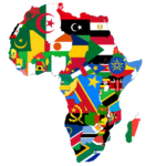 Carte de l'Afrique avec les drapeaux de chaque pays