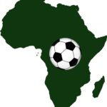 Carte de l'Afrique avec un ballon de football sur le continent
